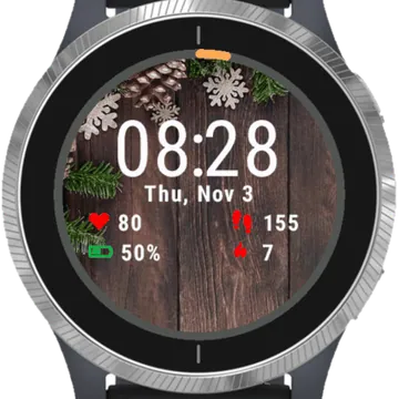 Christmas Wood Background Garmin watch face preview