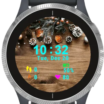 Christmas Wooden Design Garmin watch face preview