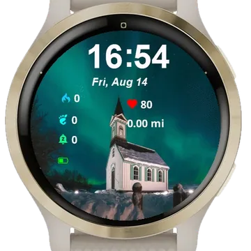 Church Middle Snow Covered Garmin watch face preview