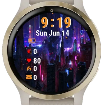 City Night Neon Lights Garmin watch face preview