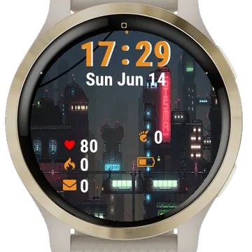 City Night Neon Lights Garmin watch face preview