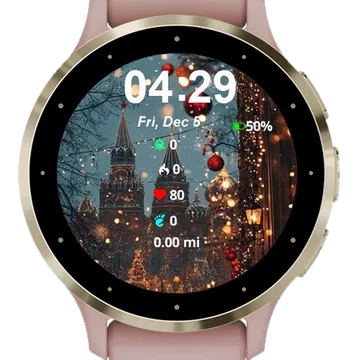 City Street Christmas Lights Church Garmin watch face preview
