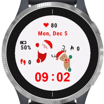 Claus and Reindeer Garmin watch face preview