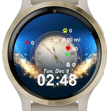 Clock Glowing Face Blue Garmin watch face preview