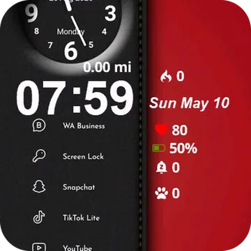 Clock Red Wall Black Garmin watch face preview