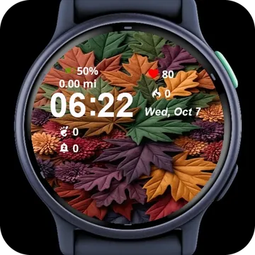 Close Up Bunch Colorful Leaves Garmin watch face preview