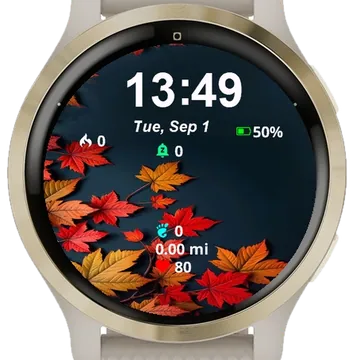 Close Up Bunch Leaves Top Blue Garmin watch face preview