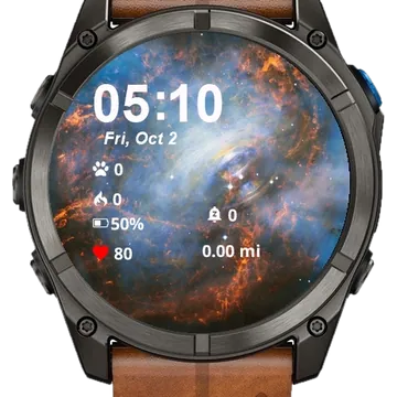 Close Up Center Orange Blue Galaxy Garmin watch face preview