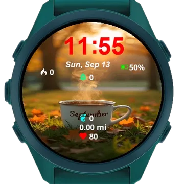 Close Up Cup Steam Sitting Grass Garmin watch face preview