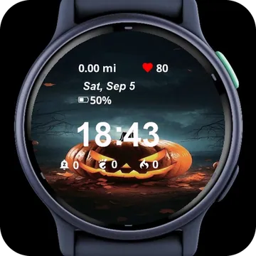 Close Up Halloween Pumpkin Garmin watch face preview