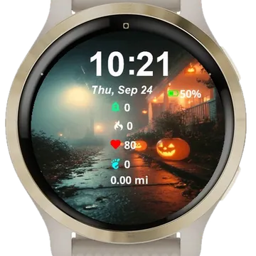 Close Up Halloween Pumpkins Garmin watch face preview