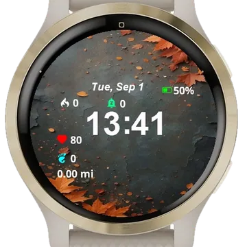 Close Up Leaves Ground Dark Garmin watch face preview