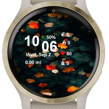 Close Up Leaves Tree Orange Garmin watch face preview