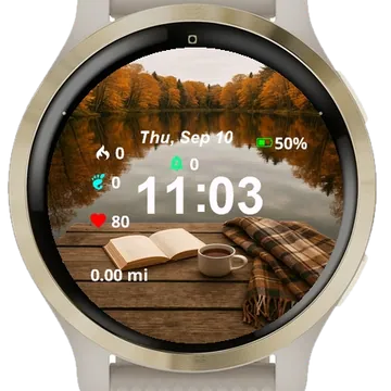 Close Up Open Book Cup Wooden Garmin watch face preview
