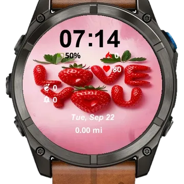 Close Up Strawberries Word Love Garmin watch face preview
