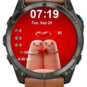 Close Up Two Fingers Hearts Garmin watch face preview