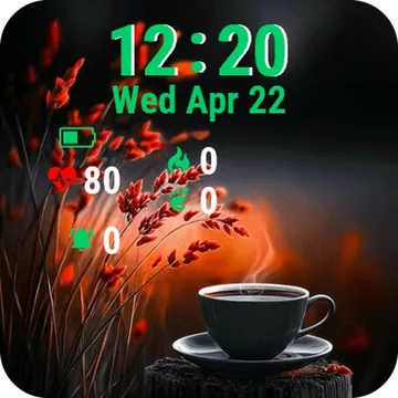 Coffee Red Flowers Garmin watch face preview