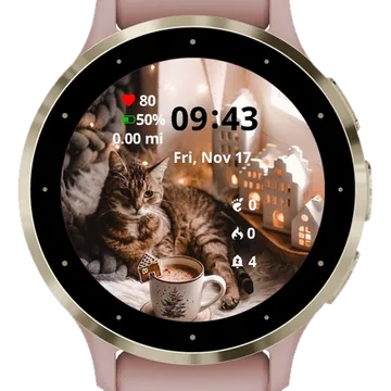 Coffee Time Cat Garmin watch face preview