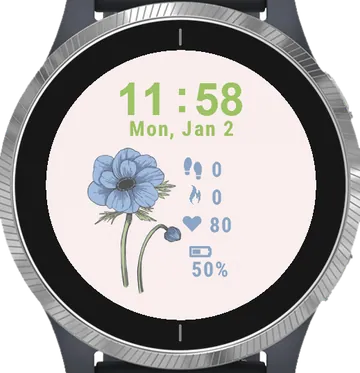 Colorful Blue Flower Garmin watch face preview
