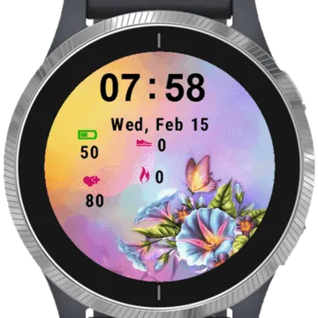 Colorful Flowers Garmin watch face preview