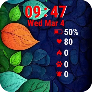 Colorful Leaves Swirls Garmin watch face preview