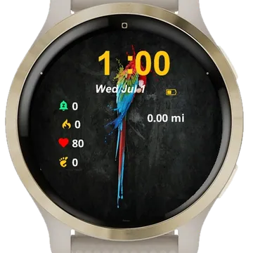 Colorful Parrot Garmin watch face preview