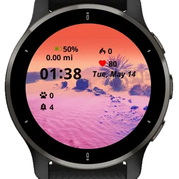 Colorful Retro Vaporwave Landscape Garmin watch face preview