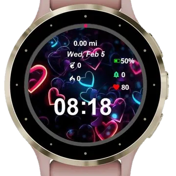 Colors Hearts Garmin watch face preview