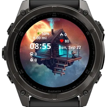 Cosmic Cabin Escape Garmin watch face preview