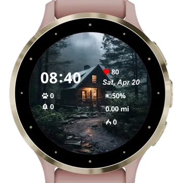 Cottage in the mountains Garmin watch face preview