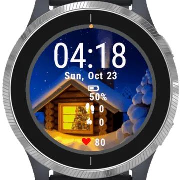 Cottage in the Snow Garmin watch face preview
