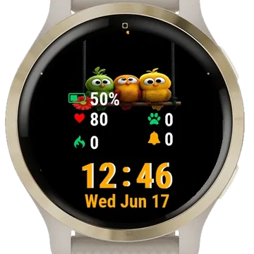 Couple Birds Sitting Top Swing Garmin watch face preview