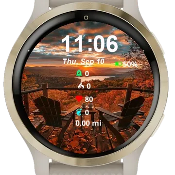 Couple Chairs Sitting Top Wooden Deck Garmin watch face preview