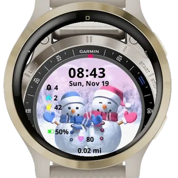 Couple Snowman Garmin watch face preview