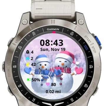 Couple Snowmen Garmin watch face preview