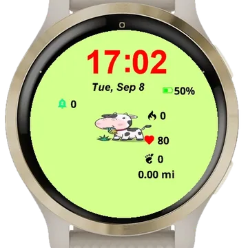 Cow Eating Grass Garmin watch face preview