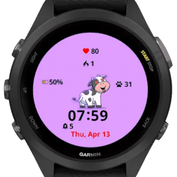 Cow Falling Love Garmin watch face preview
