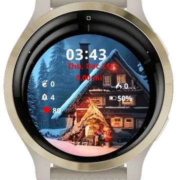 Cozy Christmas Cottage Garmin watch face preview