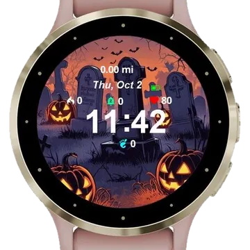 Creepy Graveyard Halloween Garmin watch face preview