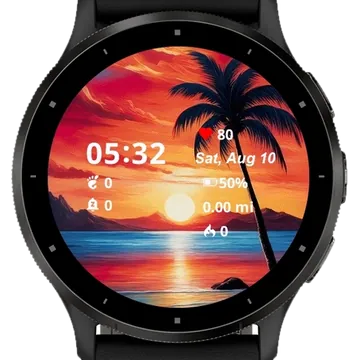 Crimson Evening by the Beach Garmin watch face preview
