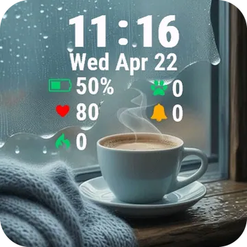 Cup Coffee Rainy Day Garmin watch face preview