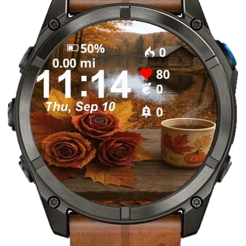 Cup Coffee Some Leaves Table Garmin watch face preview