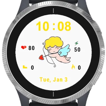Cute Angel Heart Garmin watch face preview