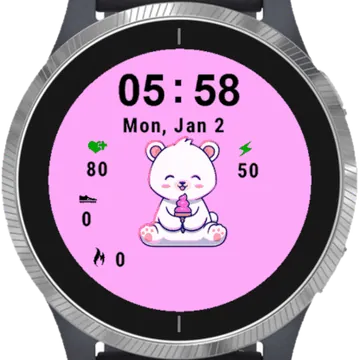 Cute Bear Garmin watch face preview
