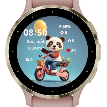 Cute Bear Riding Bicycle Garmin watch face preview