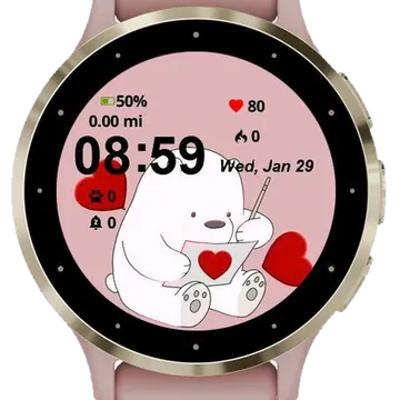 Cute Bear Write a Letter Garmin watch face preview