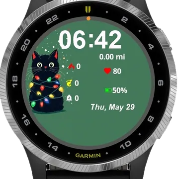 Cute Black Cat Garmin watch face preview