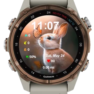 Cute Bunny and Butterfly Garmin watch face preview