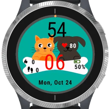 Cute Cat and Dog 2 Garmin watch face preview