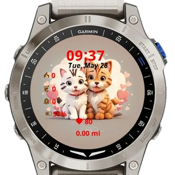 Cute Cat and Dog Garmin watch face preview